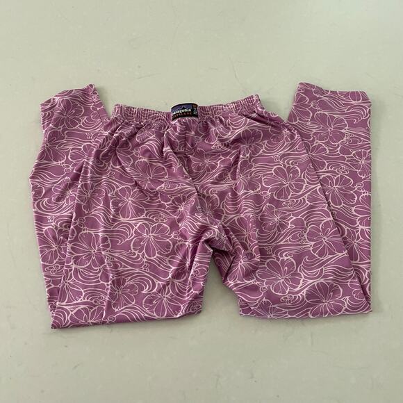 Patagonia Capilene Thermal Baselayer Pants Girls L Leggings Pink Flower - Picture 3 of 3